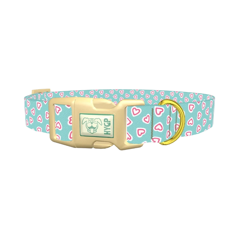 Pastel Valentine Heart Dog Collar - plastic gold