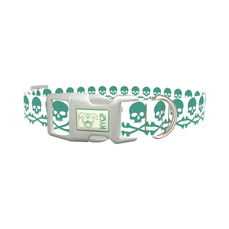 Skull and Crossbones Dog Collar - plastic silver