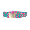 Pink Heart Valentine Dog Collar - metal silver