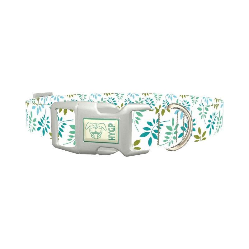 Leaf Pattern Dog Collar - plastic silver