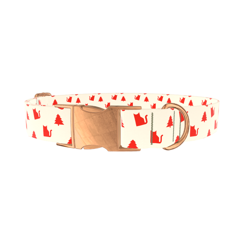 Christmas Cat Dog Collar - metal rose gold