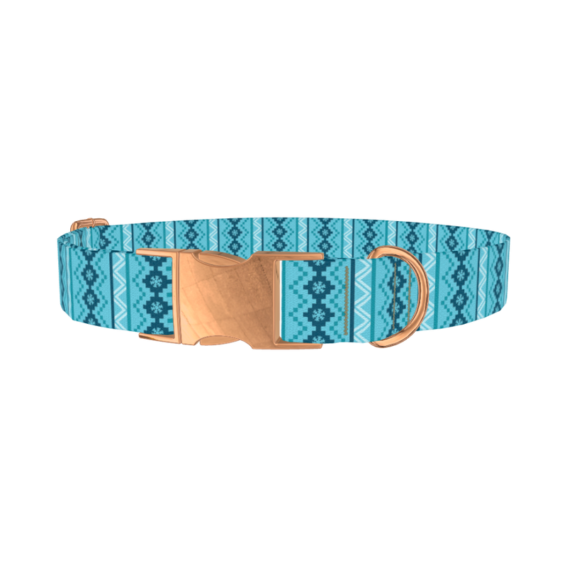 Fair Isle Snowflake Dog Collar - metal rose gold