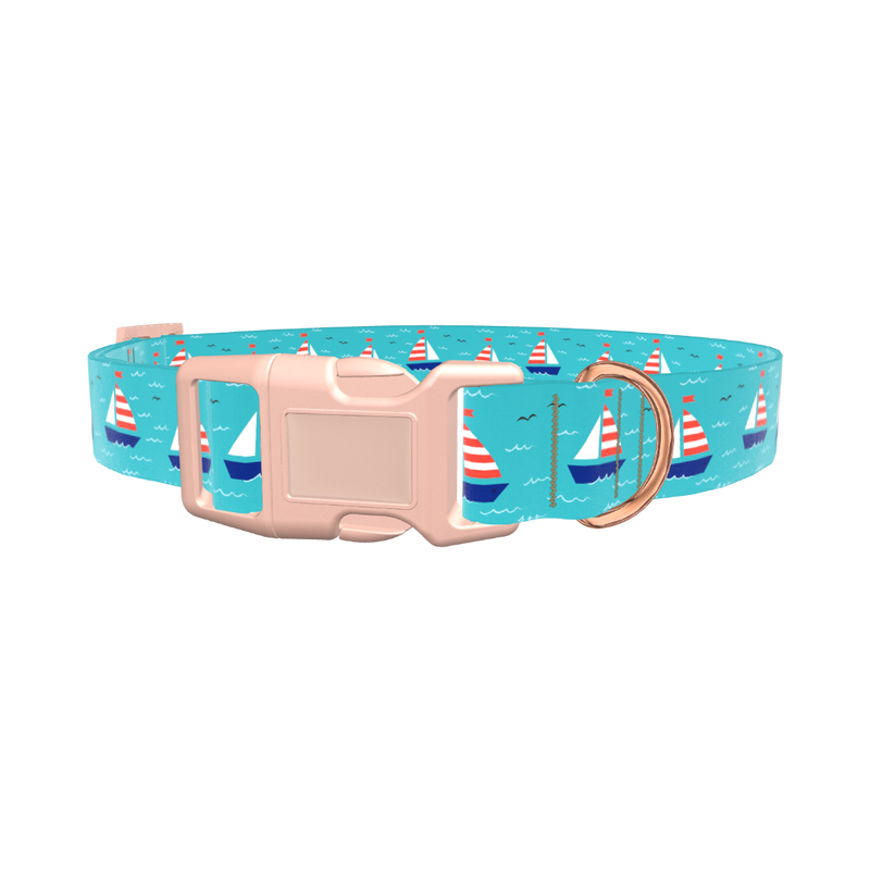 Nautical Sailboat Dog Collar - plastic gold
