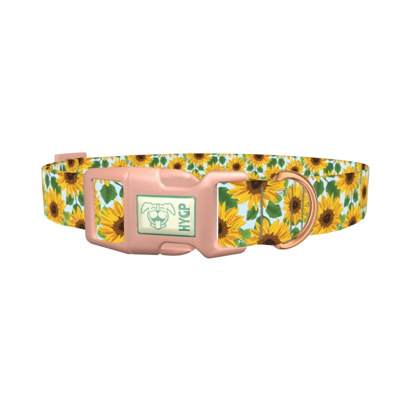 Sunflower Garden Dog Collar - plastic rose gold