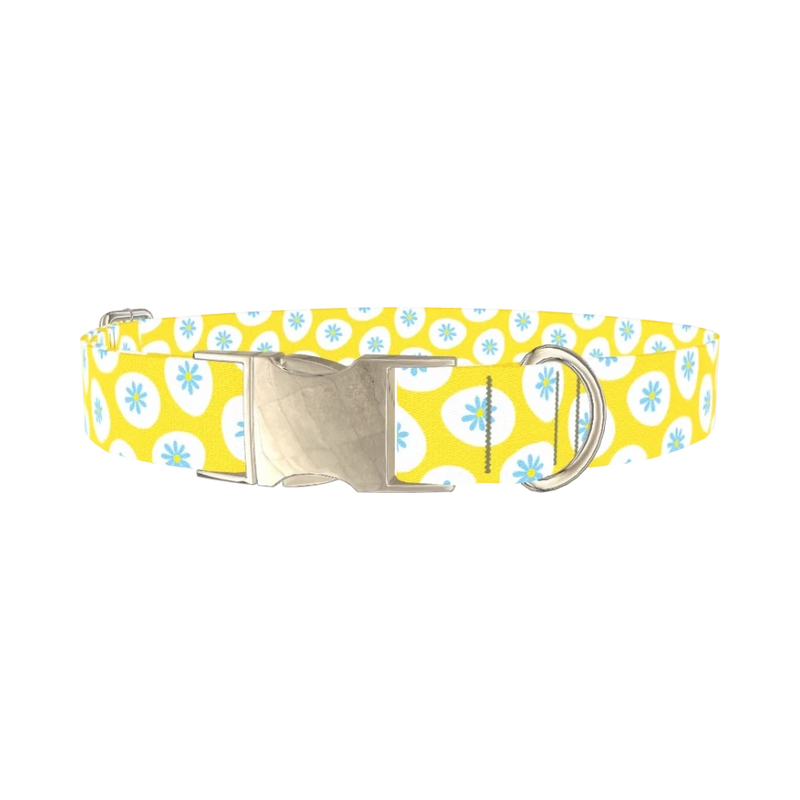 Easter Egg Floral Dog Collar - metal silver