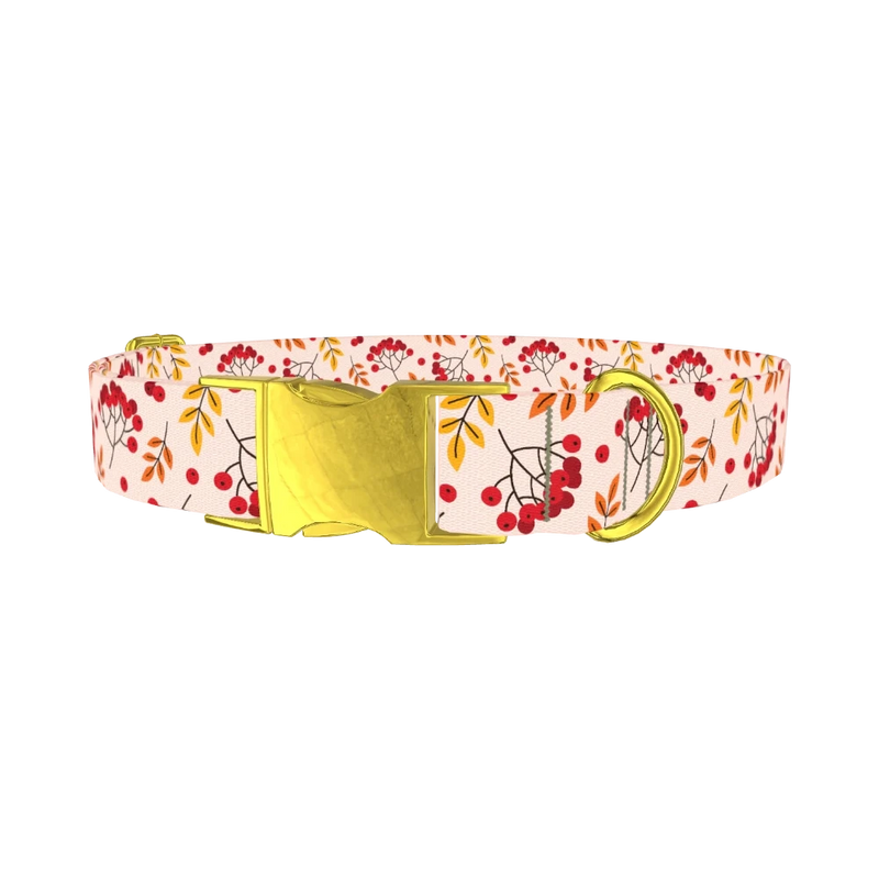 Autumn Rowanberry Dog Collar - metal gold