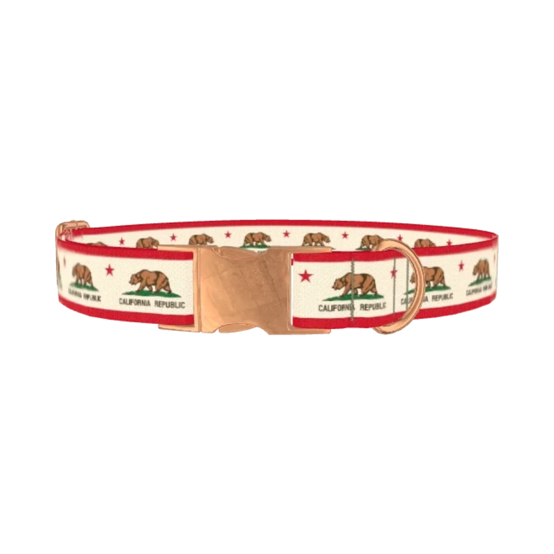 California Republic Flag Dog Collar - metal rose gold
