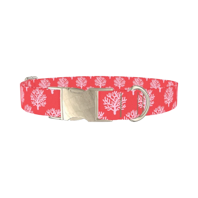 Coral Pattern Dog Collar - metal silver