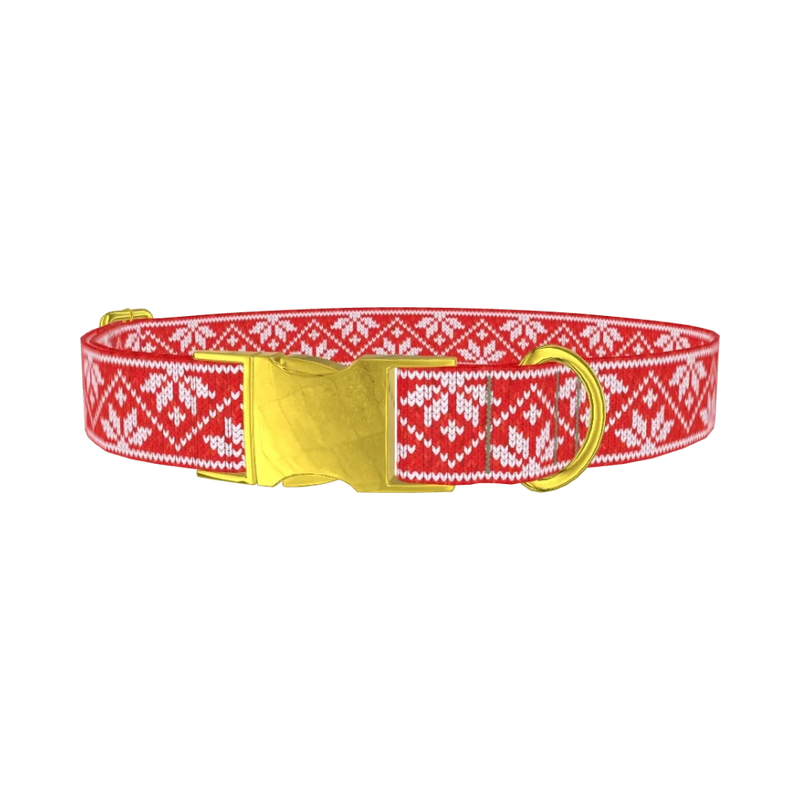 Christmas Knitted Star Dog Collar - metal gold