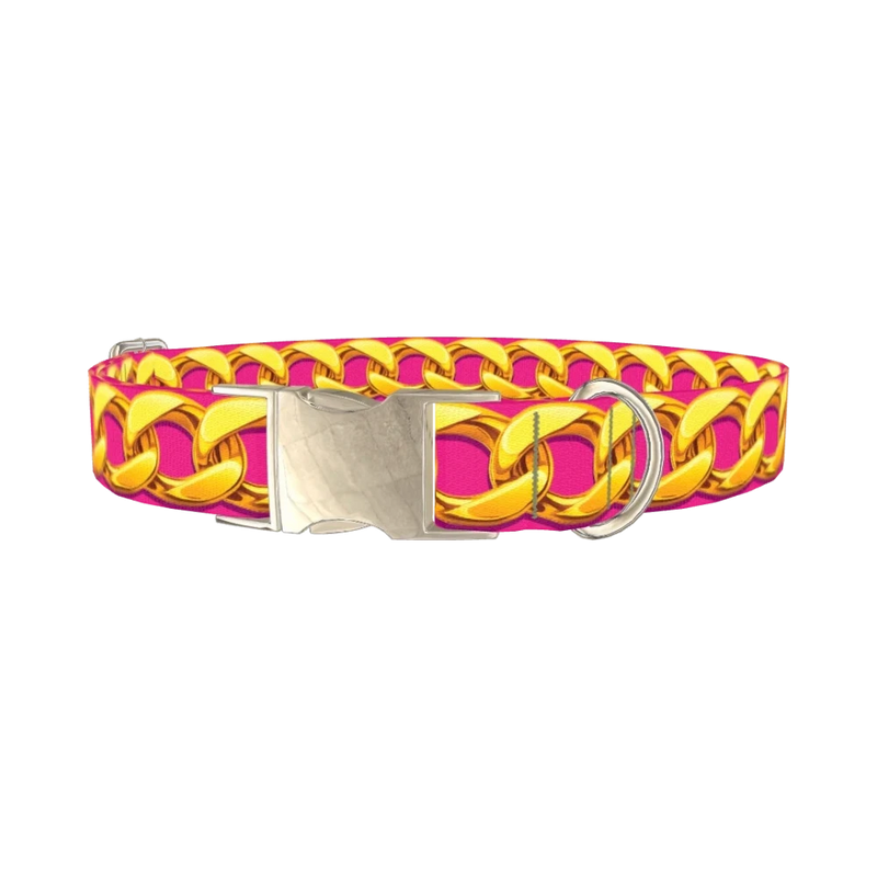 Gold Chain Dog Collar - metal silver