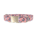Pastel Rose Bouquet Dog Collar - metal silver