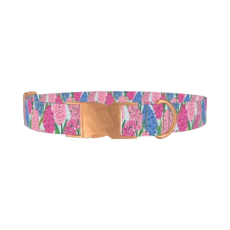 Floral Hyacinth Dog Collar - metal rose gold