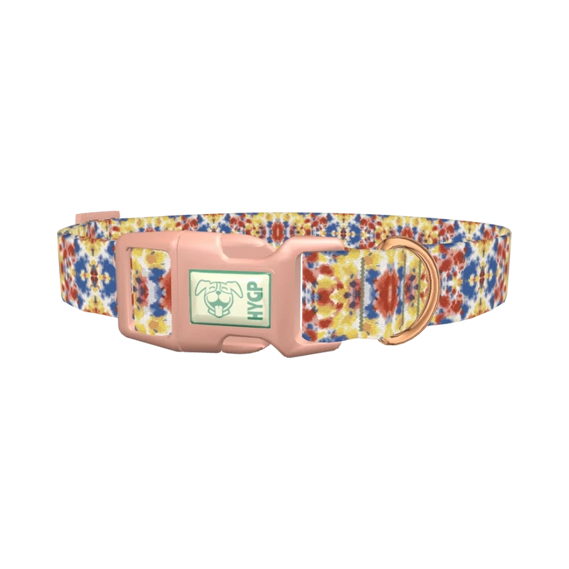 Multicolor Tie Dye Dog Collar - plastic rose gold