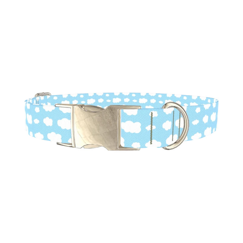 Cloud Pattern Dog Collar - metal silver