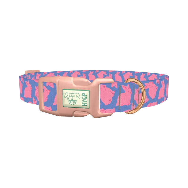 Pink Bunny Dog Collar - plastic rose gold
