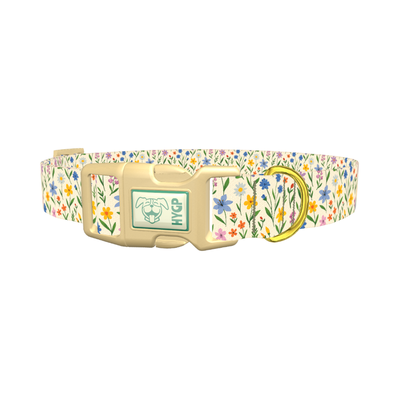 Wildflower Meadow Dog Collar - plastic gold