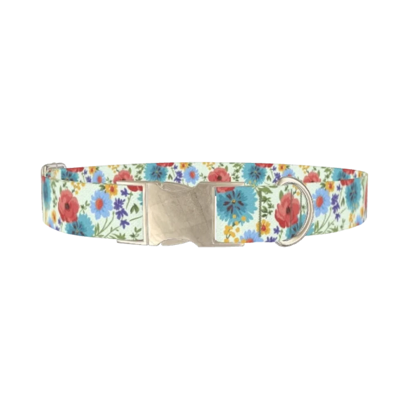 Floral Garden Dog Collar - metal silver
