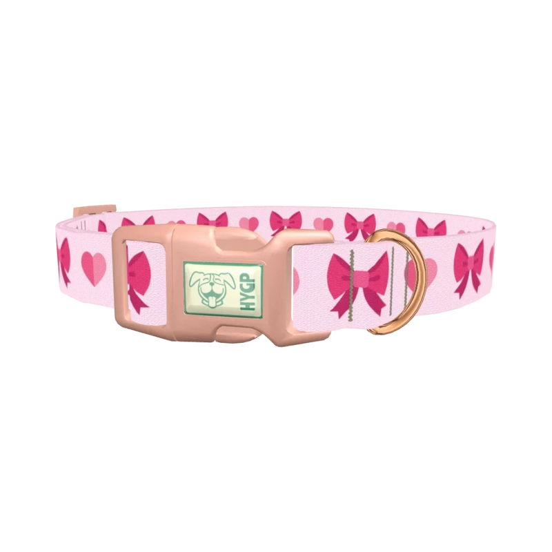 Ribbon Heart Dog Collar - plastic rose gold
