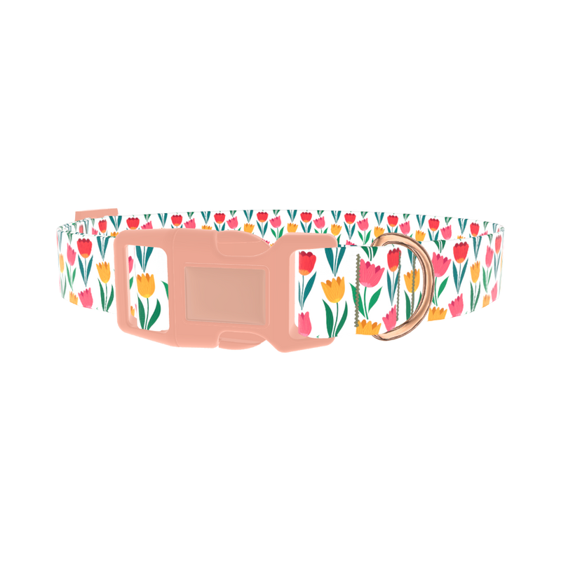 Colorful Tulip Dog Collar - plastic rose gold