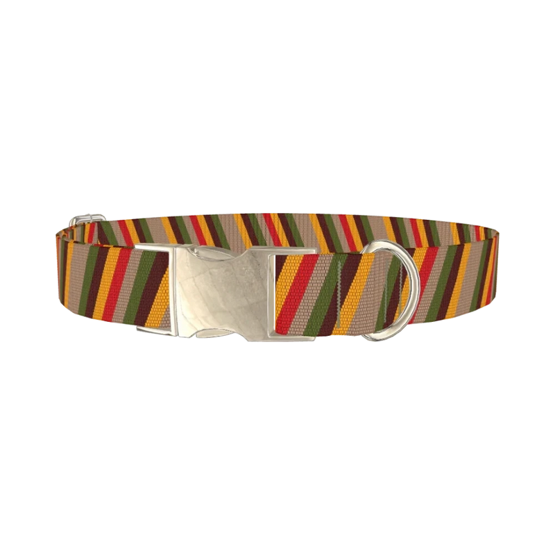 Geometric Striped Dog Collar - metal silver