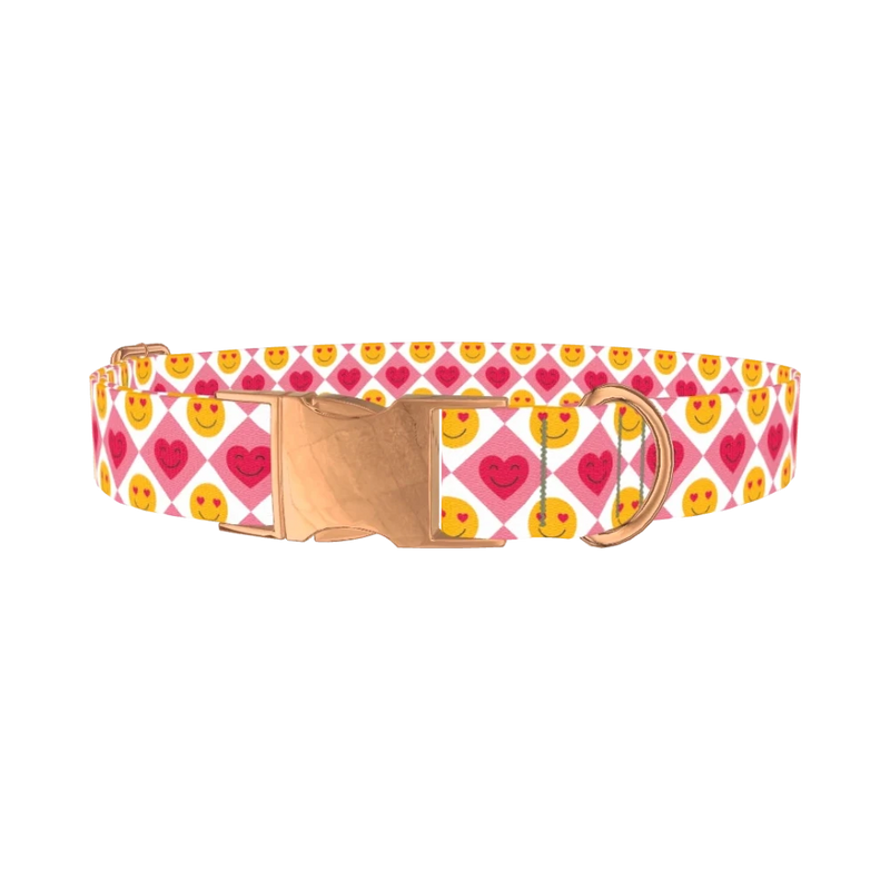Heart Emoji Dog Collar - metal rose gold