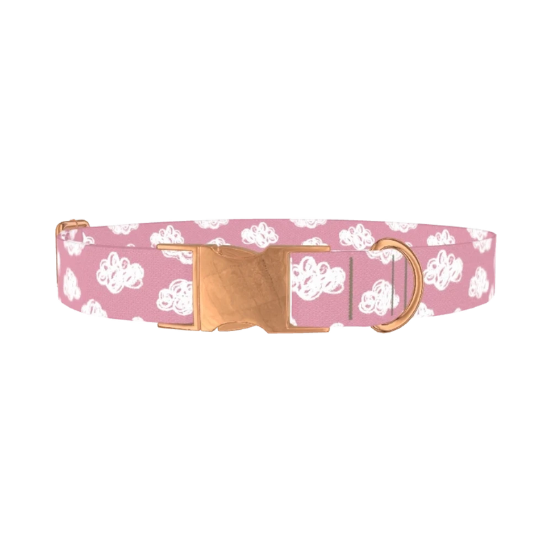 Pink Cloud Sketch Dog Collar - metal rose gold