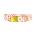 Red Ribbon Bow Dog Collar - metal gold