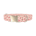 Pink Giraffe Print Dog Collar - metal silver