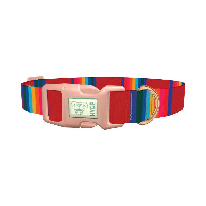 Striped Rainbow Dog Collar - plastic rose gold