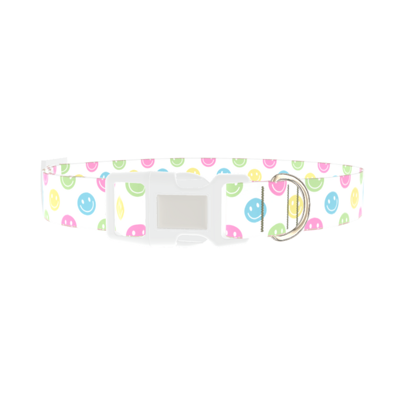 Smiley Face Dog Collar - plastic silver