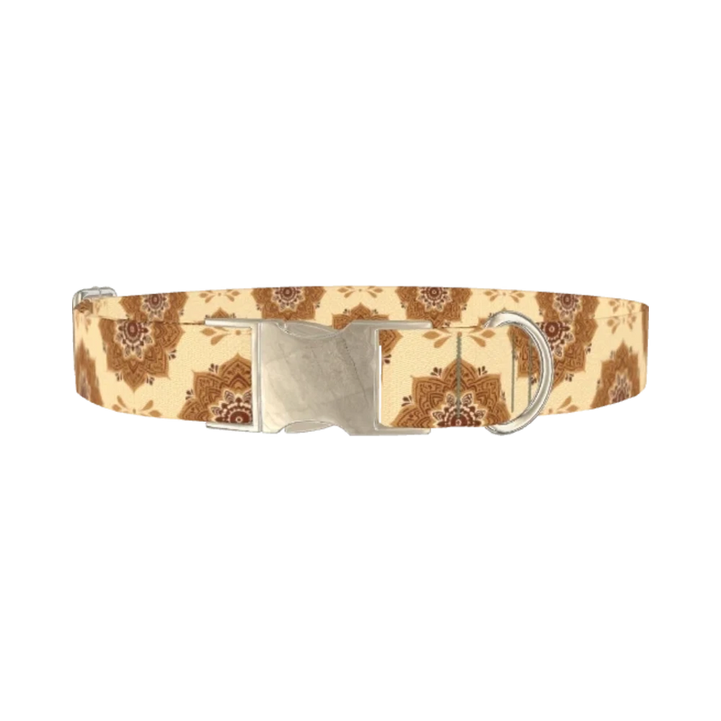 Mandala Pattern Dog Collar - metal silver