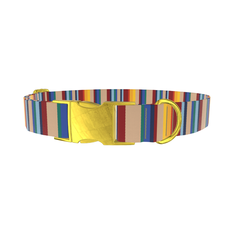 Colorful Striped Dog Collar - metal rose gold