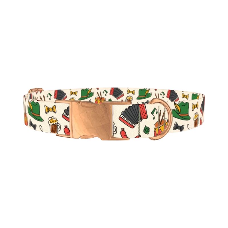 Oktoberfest Music Dog Collar - metal rose gold