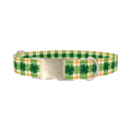 Plaid Clover Dog Collar - metal silver