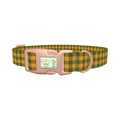 Green Yellow Checkered Dog Collar - plastic rose gold