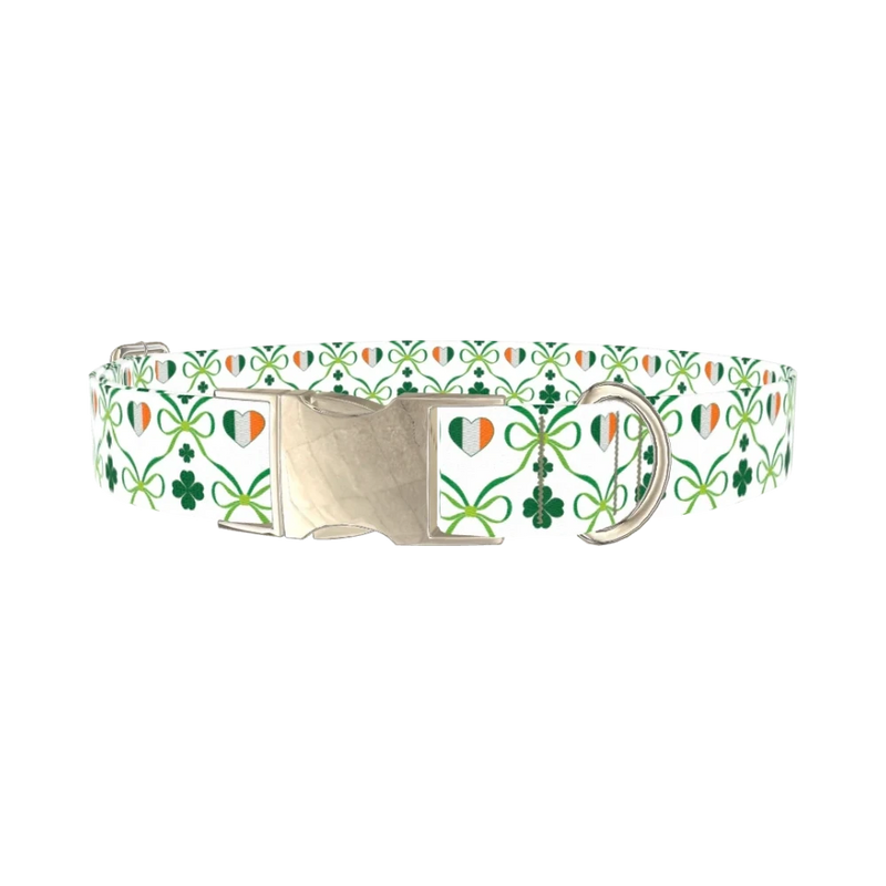 Clover Bow Dog Collar - metal silver