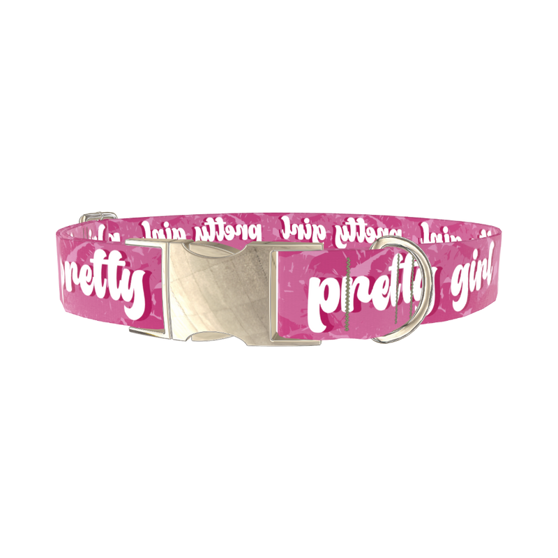 Lip Print Dog Collar - metal silver