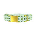 Dotted Clover Line Dog Collar - metal gold