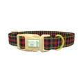 Plaid Christmas Dog Collar - plastic gold