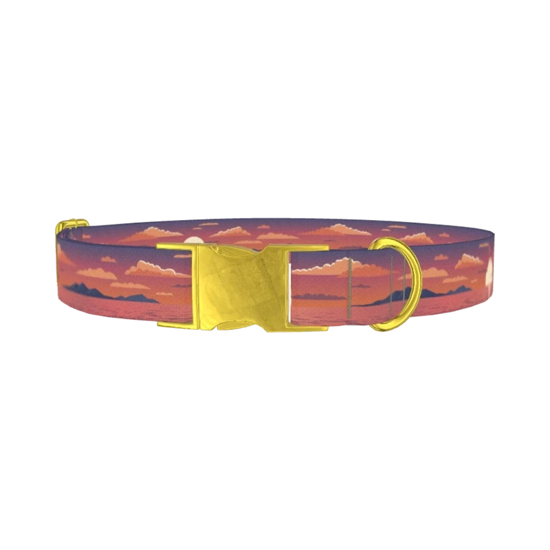 Tropical Jungle Dog Collar - metal gold