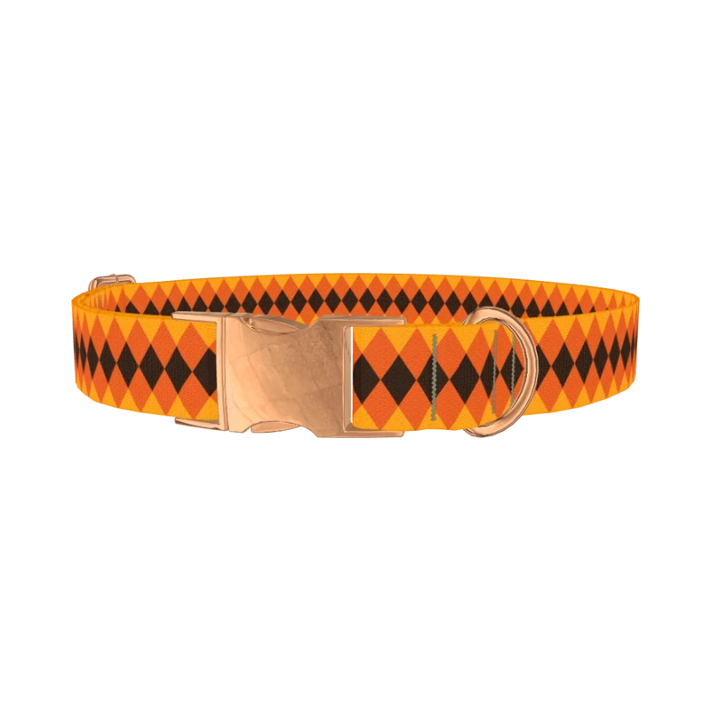 Halloween Rhombus Dog Collar - metal rose gold