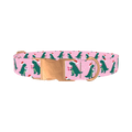 Christmas Dino Dog Collar - metal rose gold