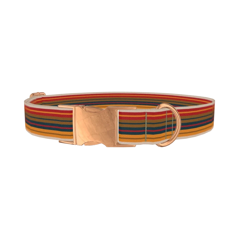 Autumn Stripes Dog Collar - metal rose gold
