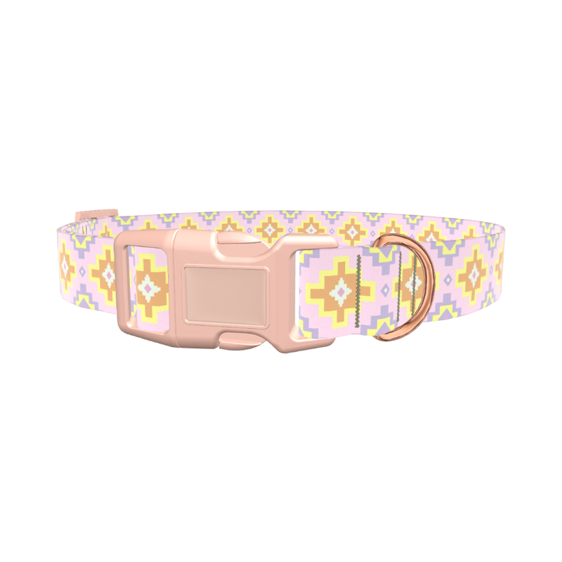 Pastel Geometric Dog Collar - plastic gold