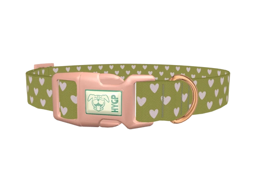 Moss Green Heart Dog Collar