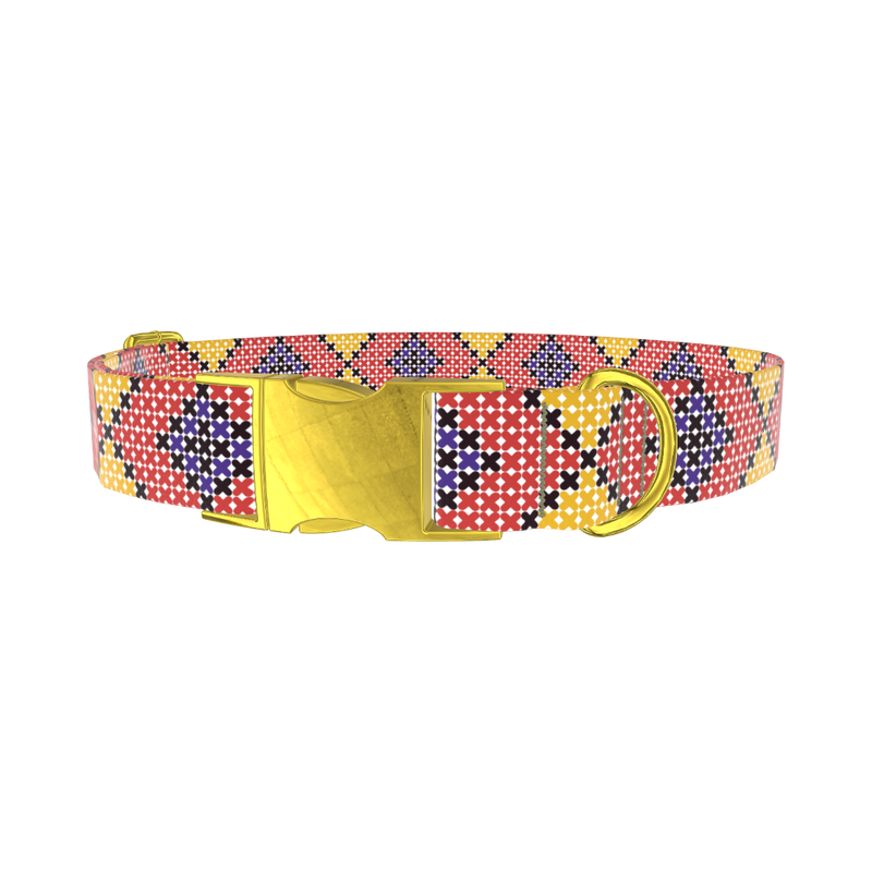 Colorful Geometric Dog Collar - metal rose gold