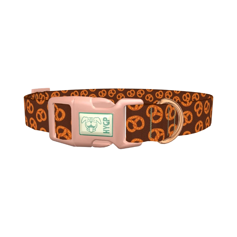 Brown Pretzel Dog Collar - plastic rose gold