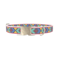 Geometric Pattern Dog Collar - metal silver