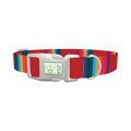 Striped Rainbow Dog Collar - plastic silver