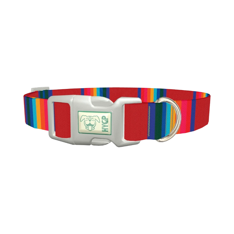 Striped Rainbow Dog Collar - plastic silver